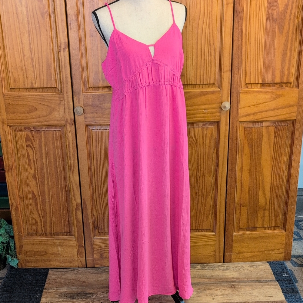 a new day Vibrant Pink Maxi NEW Strapless Dress L                    CC143